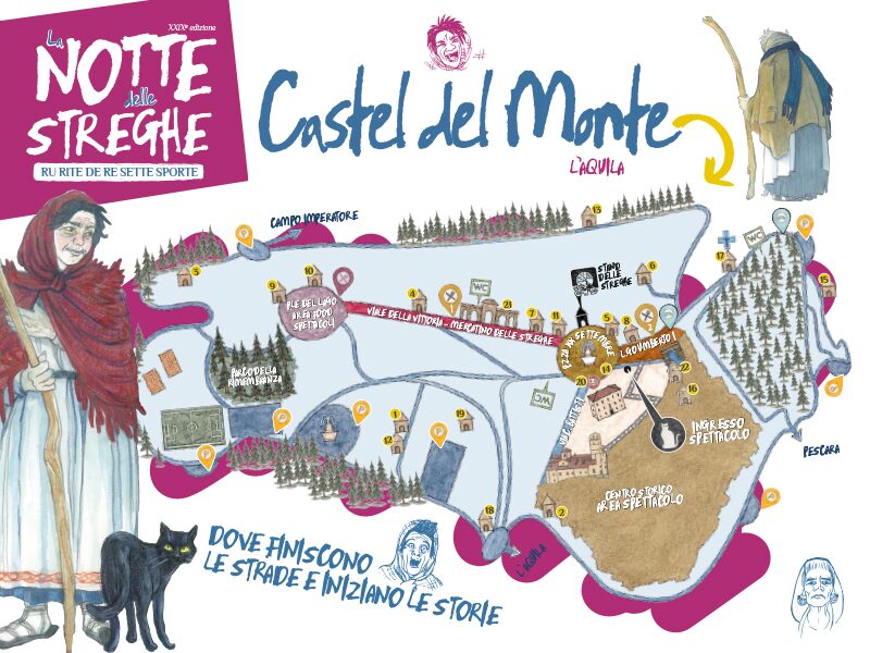 Mappa de La Notte delle Streghe 2026 a Castel del Monte